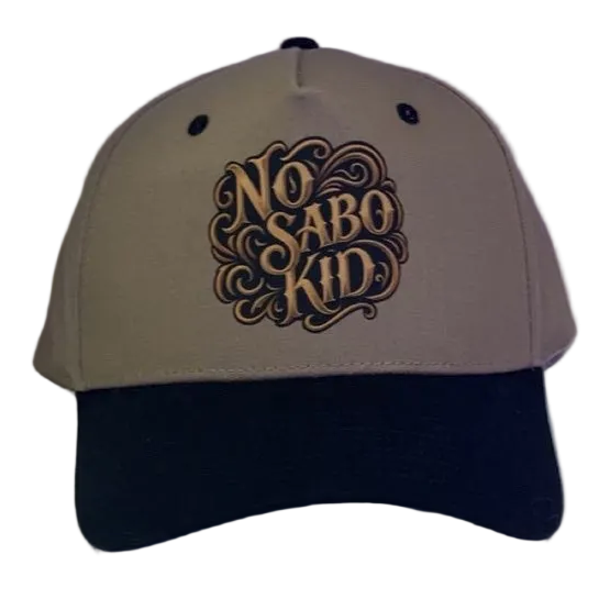 Beige and navy cap with 'No Sabo Kid' logo