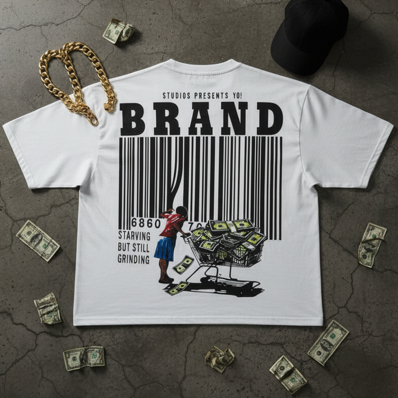 Flat Lay Back for Studio Presents Yo! Brand tee shirt