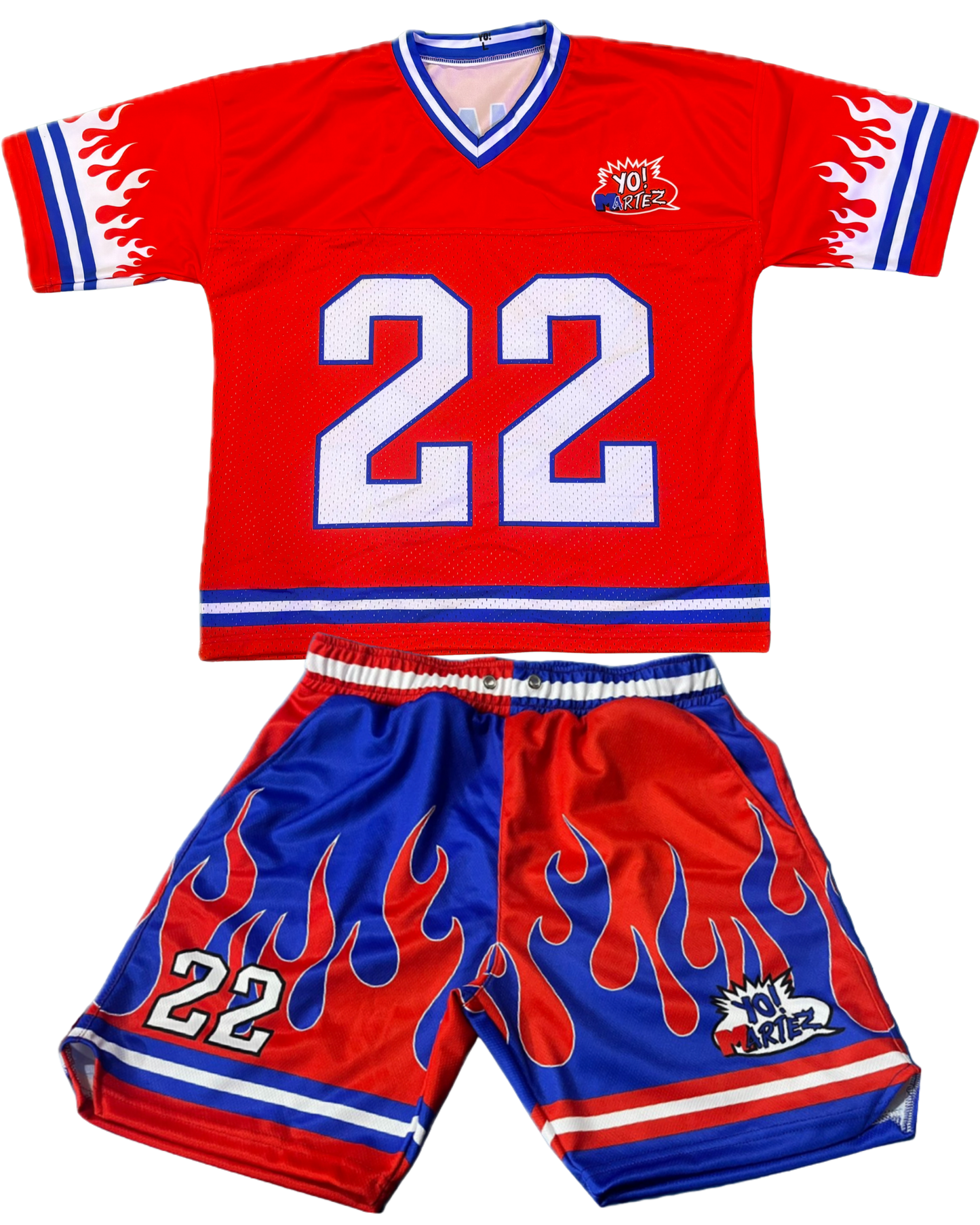 YO! MARTEZ — Twin Flame Set
Red w/ blue accents