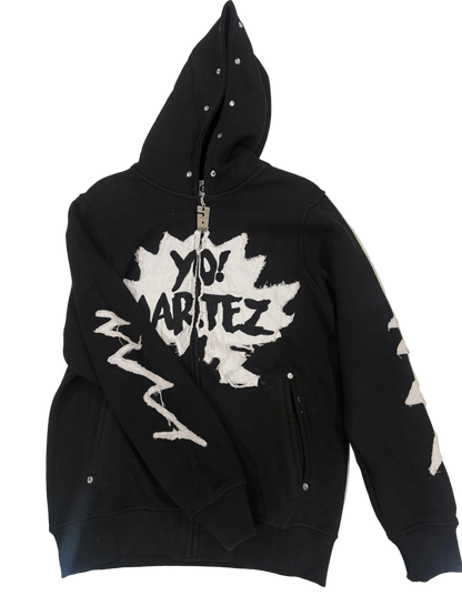 Yo! Martez zip-up hoodie black edition full photo sleeve details 