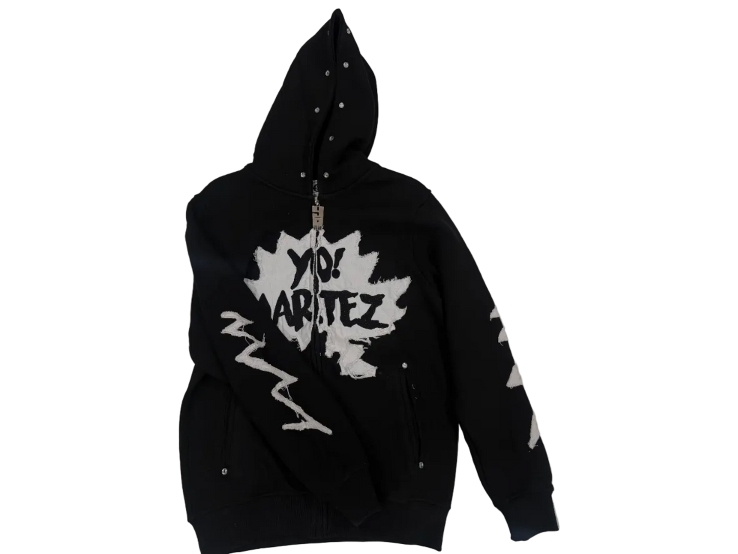 Yo! Martez zip-up hoodie black edition, detailed sleeve 