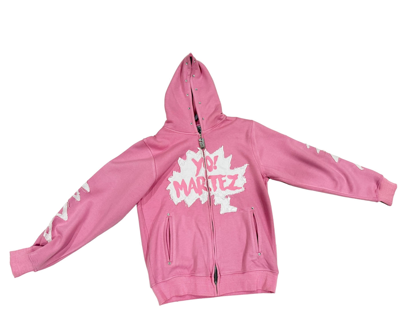 Yo! Martez pink zip-up hoodie full view 