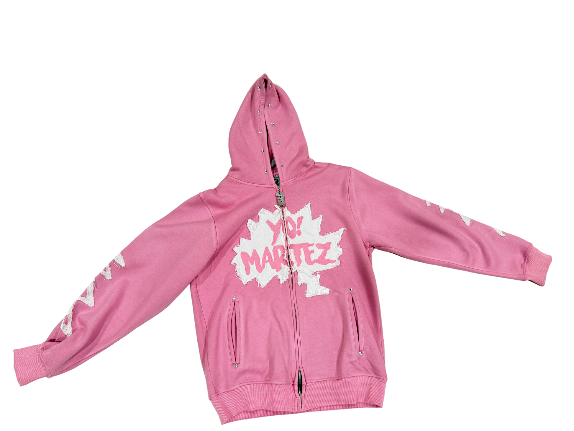 Yo! Martez pink zip-up hoodie full view 