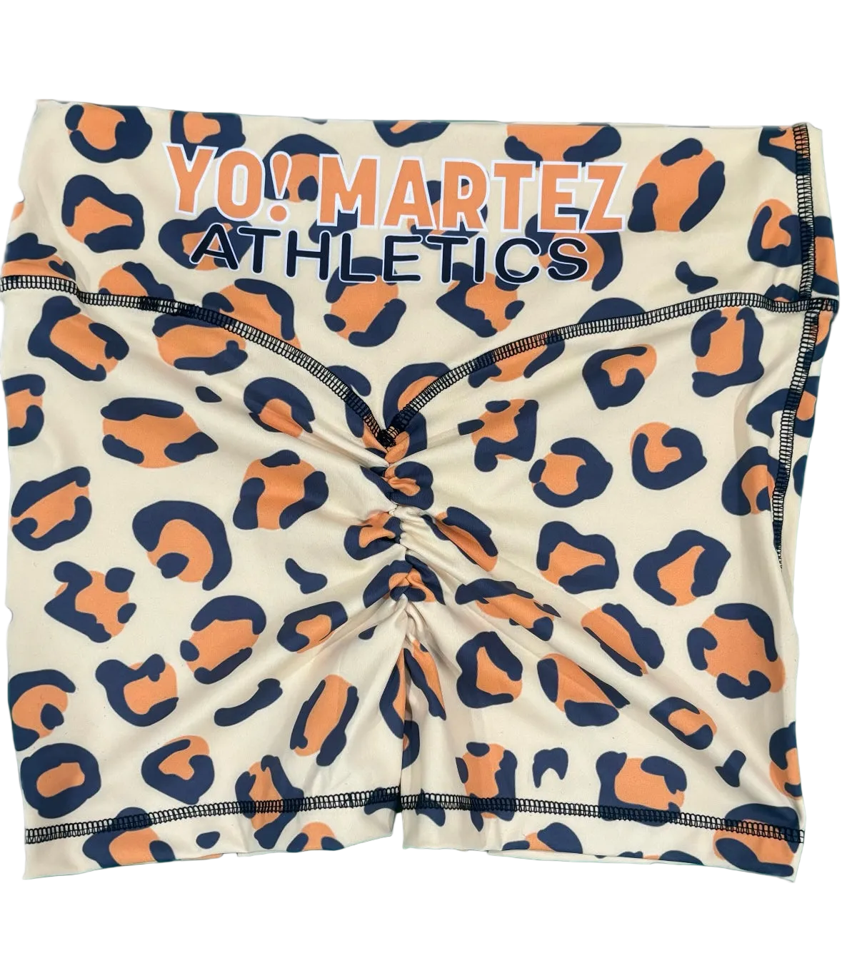 YO! MARTEZ ATHLETICS
Cheetah Girlz — featuring navy blue and orange leopard print pattern, with 'YO! MARTEZ ATHLETICS' printed across the waistband.