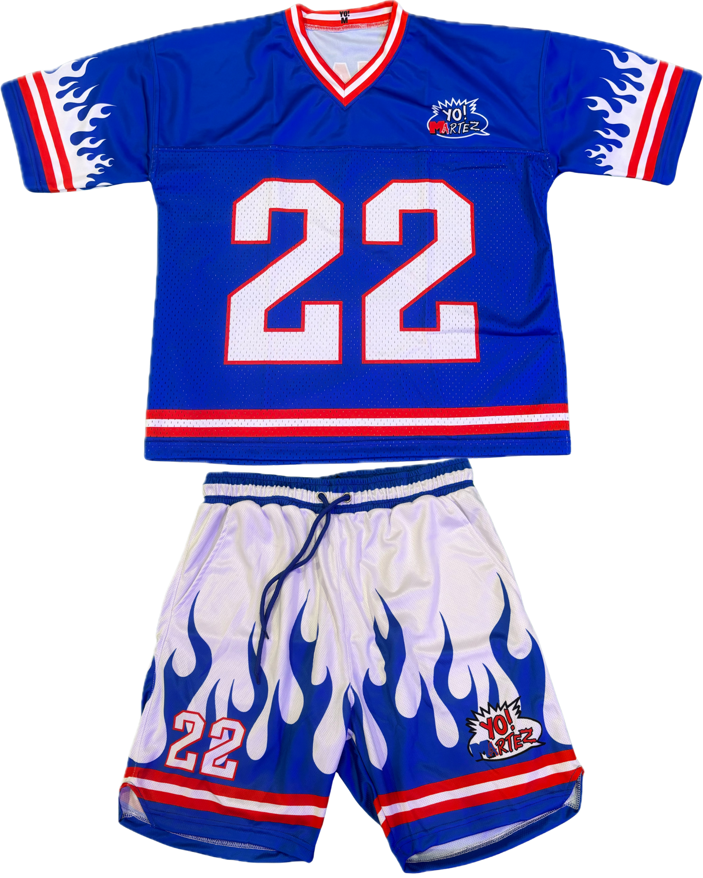 YO! MARTEZ — Twin Flame Set
Blue w/ red accents
