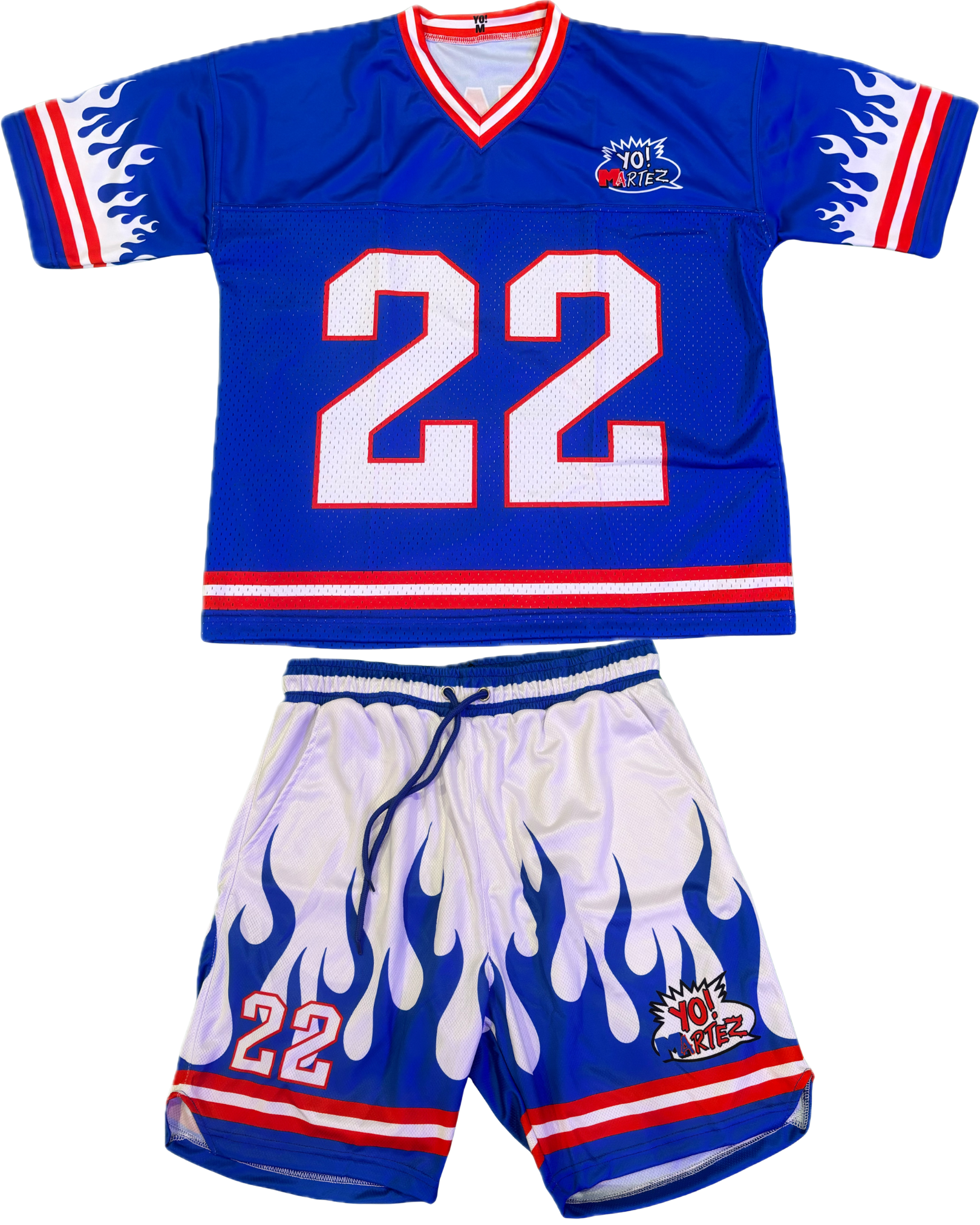 YO! MARTEZ — Twin Flame Set
Blue w/ red accents