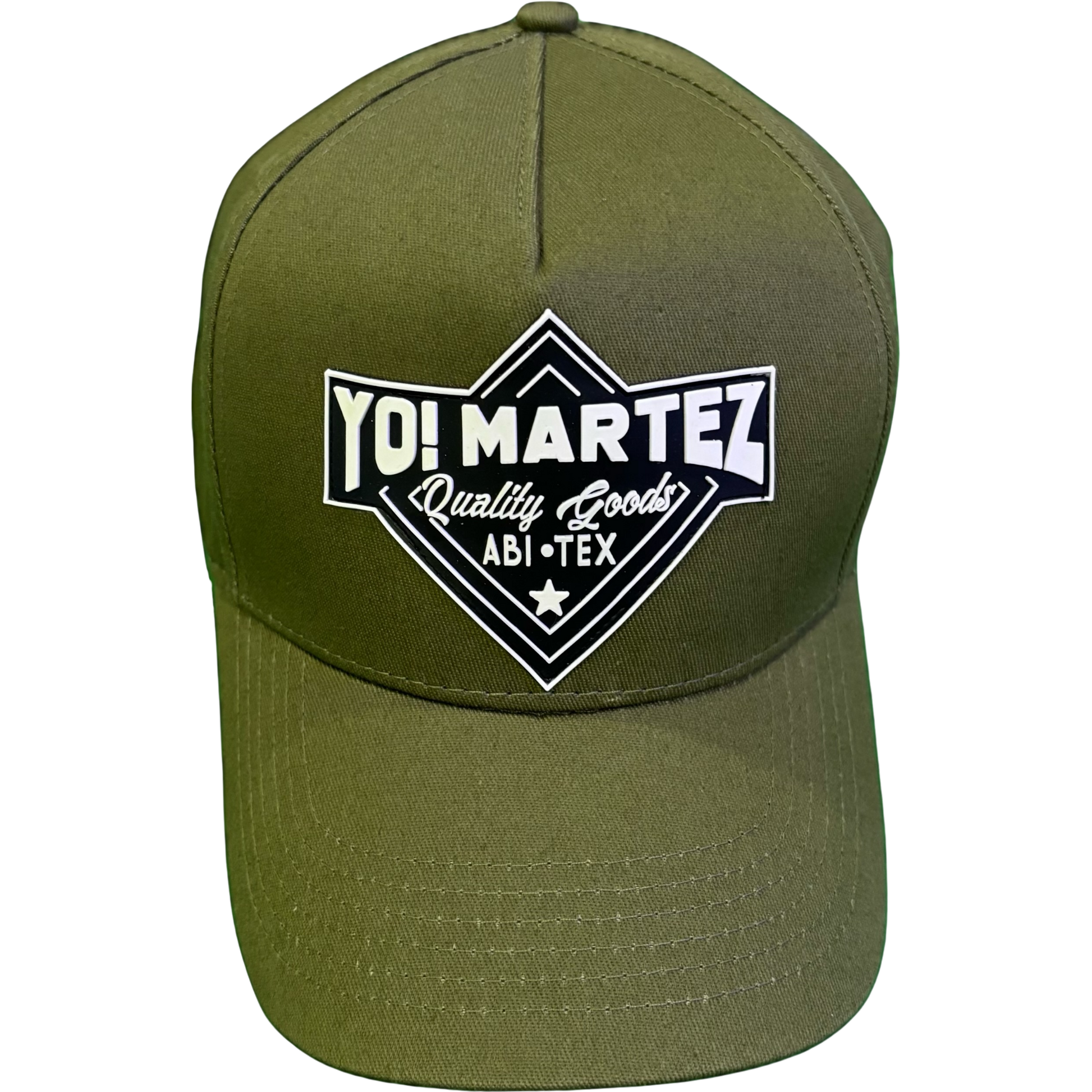 Green cap with 'YO! Martez' 
Quality Goods logo 