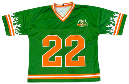 YO! MARTEZ — Twin Flame Jersey
Green design w/ white flames & orange accents