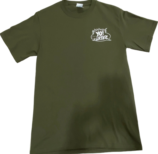 Green T shirt with Yo! Martez Logo