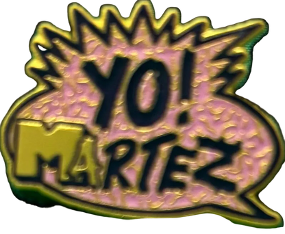 Logo with 'YO! MARTEZ' text in a colorful speech bubble design on a black background
