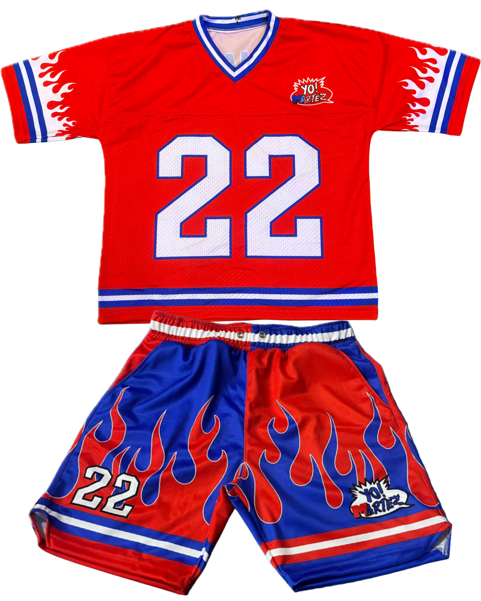 YO! MARTEZ — Twin Flame Set
Red w/ blue accents