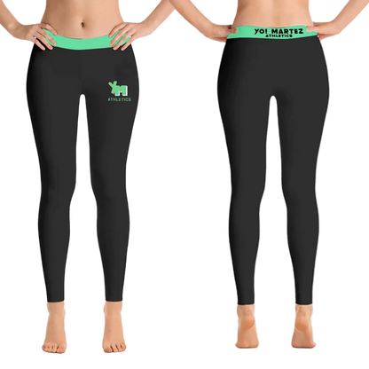 Black leggings with green waistband and  Yo! Martez Logo