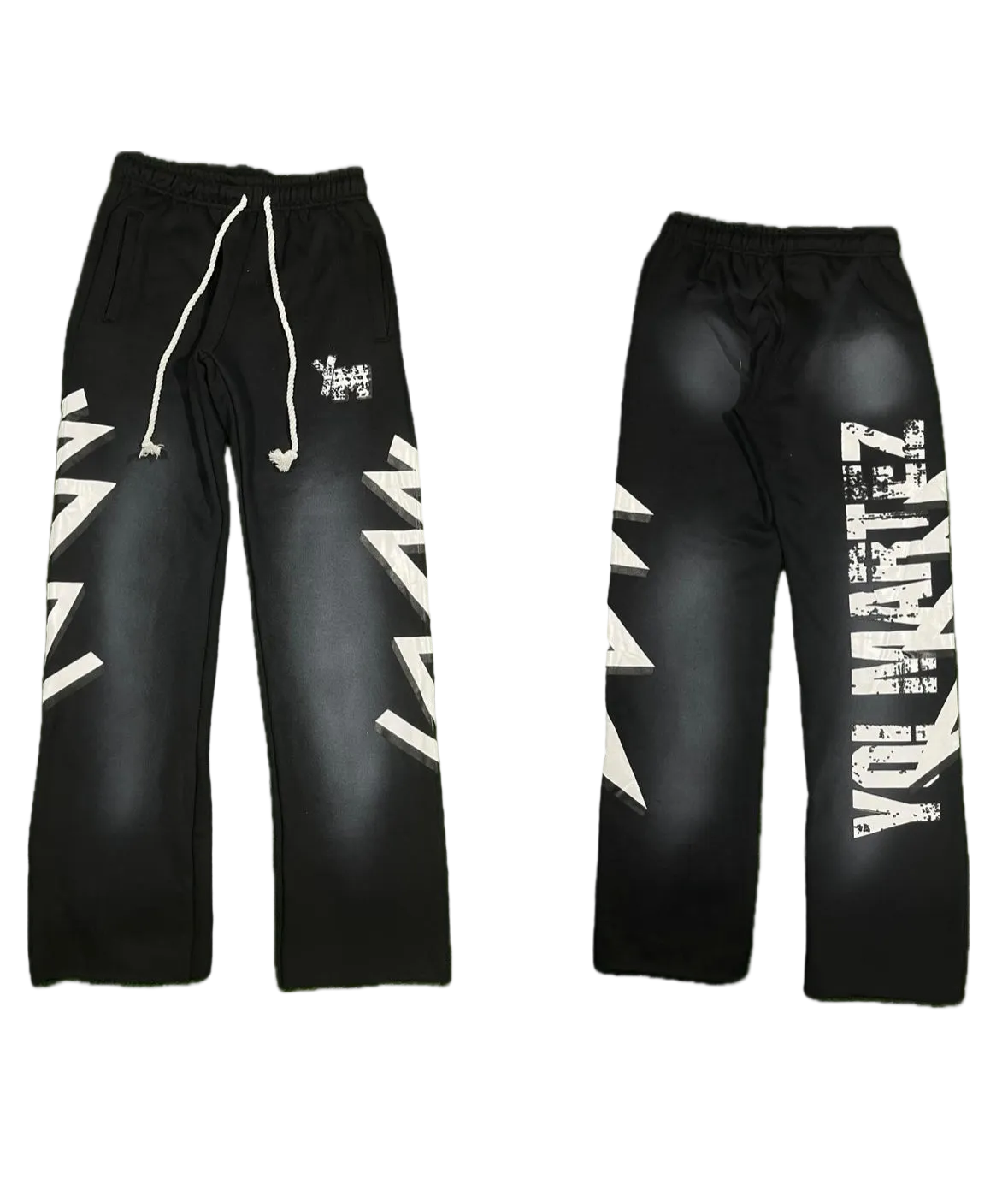 Black Yo! Martez sweatpants with white YM branding